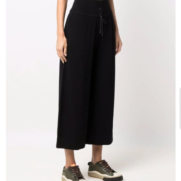 Black FABIANA FILIPPI Cashmere Wide-Leg Cropped Pants IT38/XS